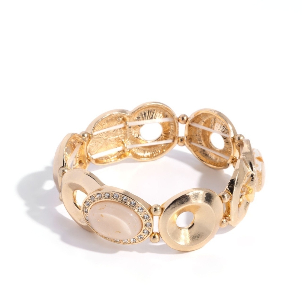Paparazzi Gold and Cream Linked Bracelet Feminine Flecks Fashion Jewelry